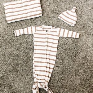 Gown, knot top & swaddle blanket